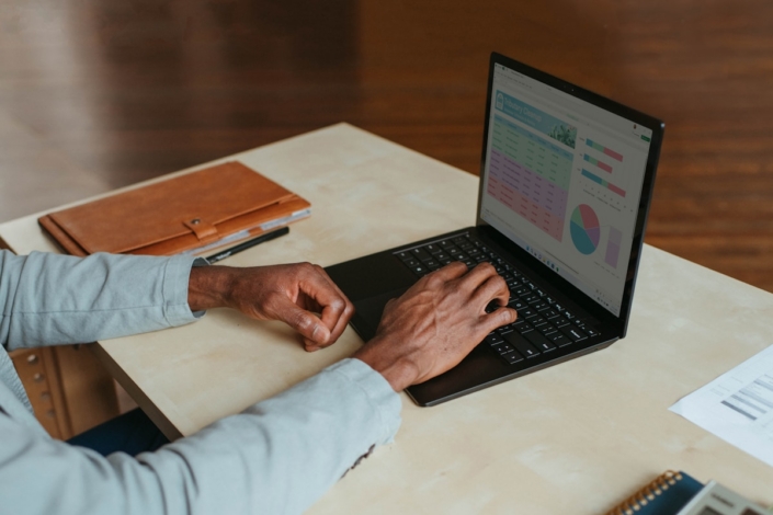 visory-d-people Person reviewing financial figures on a laptop dashboard